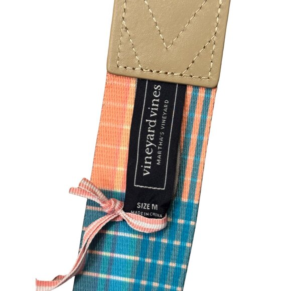 Vineyard Vines Punch Plaid Woven Belt Size M Plaid-Lemon Tart NEW - Picture 2 of 8
